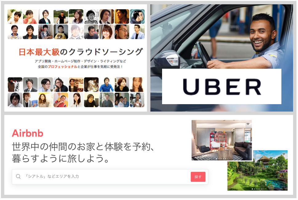 「クラウドワークス・Uber・Airbnb」