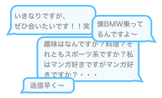 相手のことを考えられていないメッセージの例