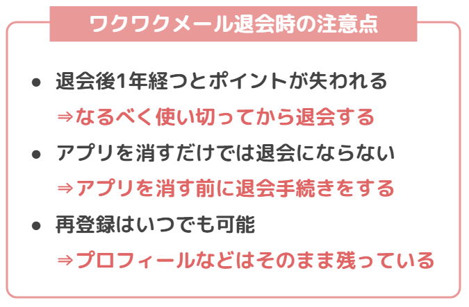 ワクワクメール退会時の注意点