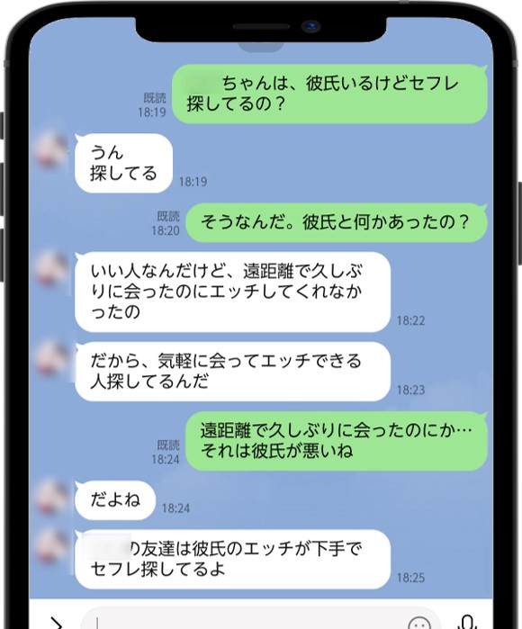 LINEのやり取り(彼氏がいるのに出会い系を使っている)