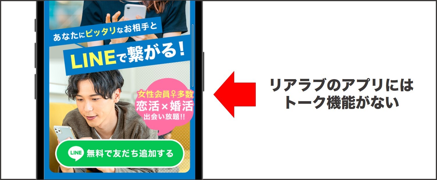 リアラブのアプリではやり取りできない